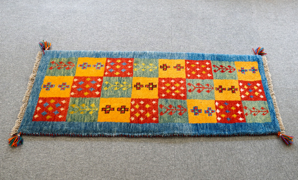 113×44cm 【ペルシャ絨毯 手織りギャッベ ランナー 】アマ