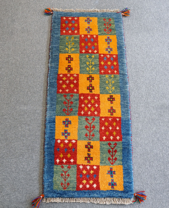 113×44cm　【ペルシャ絨毯 手織りギャッベ　ランナー　】アマレ族ギャッベ ギャベ 