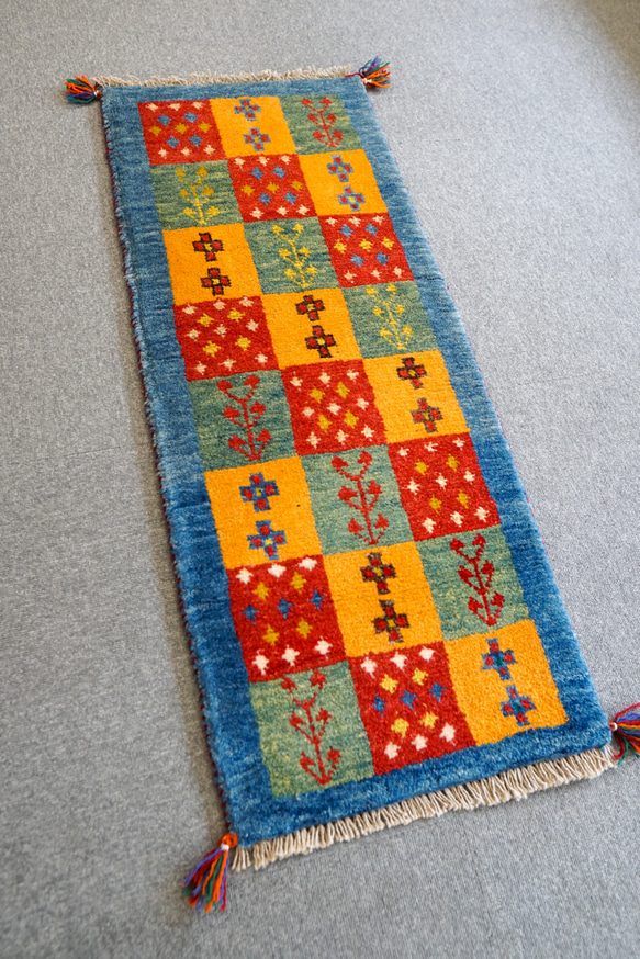 113×44cm　【ペルシャ絨毯 手織りギャッベ　ランナー　】アマレ族ギャッベ ギャベ 