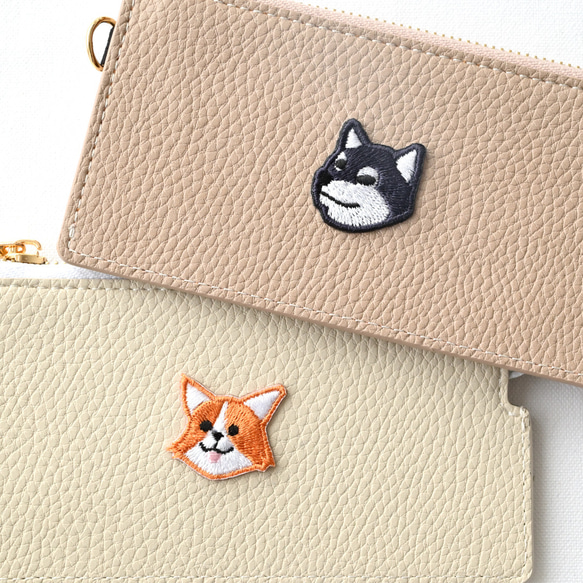 フラグメントケース 【 simple ワッペン 犬 】 名入れ くすみ ミニ財布 コンパクト ミニウォレット A271I 16枚目の画像