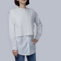 白色針織罩衫兩件式長版衫 第4張的照片
