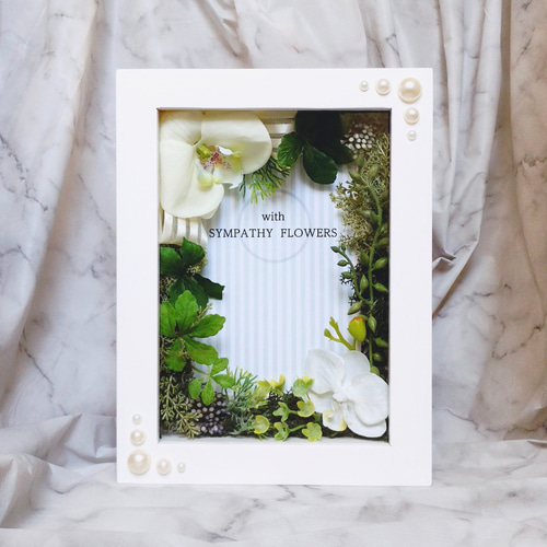 お悔やみ・虹の橋・フォトフレーム 【遺影 花額】No.33胡蝶蘭