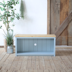 ナチュラル家具 ペイントテレビ台 /ブルーグレー/clear/＃001 テレビ台