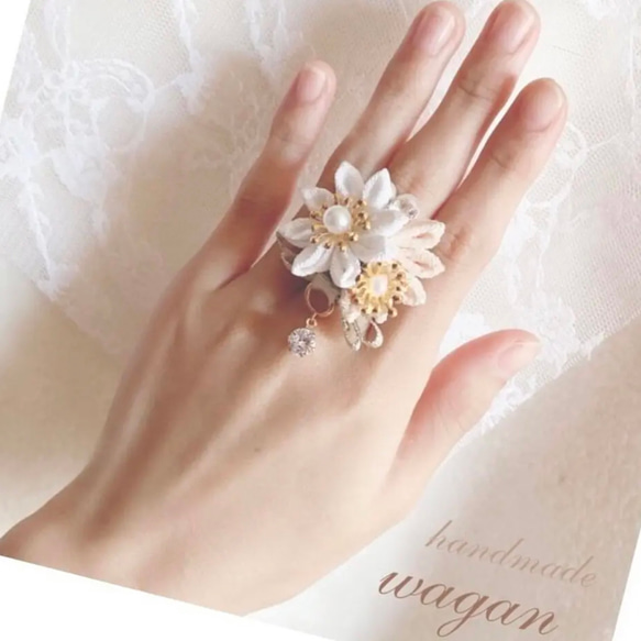 つまみ細工 指輪 ウエディング プレゼント ギフト 指輪・リング wagan