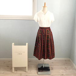 USAコットン 黒×赤ストライプ♪ちょっぴりエレガントなスカート Sサイズ 3枚目の画像