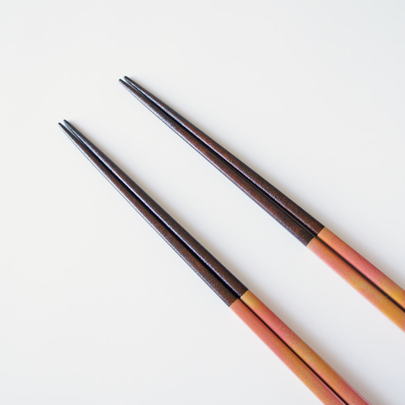 ワケありな逸品　漆の取り箸・菜箸「桃×黄」Aタイプ 3枚目の画像