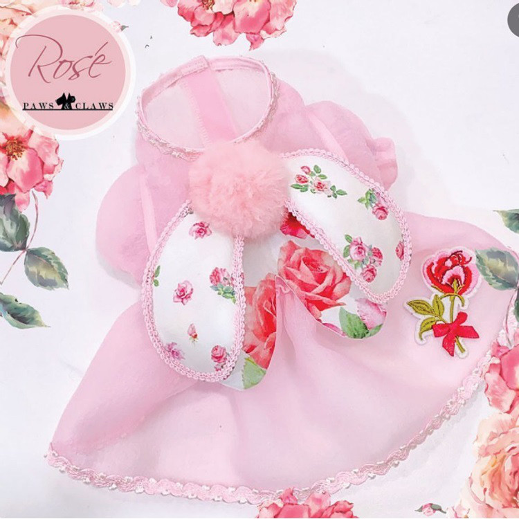 ワンピース ドレス シースルー ピンク 花柄 透け感 小型犬 犬服 猫 ペット 猫服 P752
