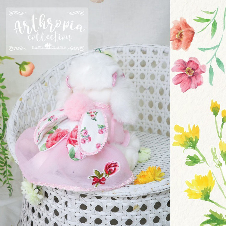 ワンピース ドレス シースルー ピンク 花柄 透け感 小型犬 犬服 猫 ペット 猫服 P752