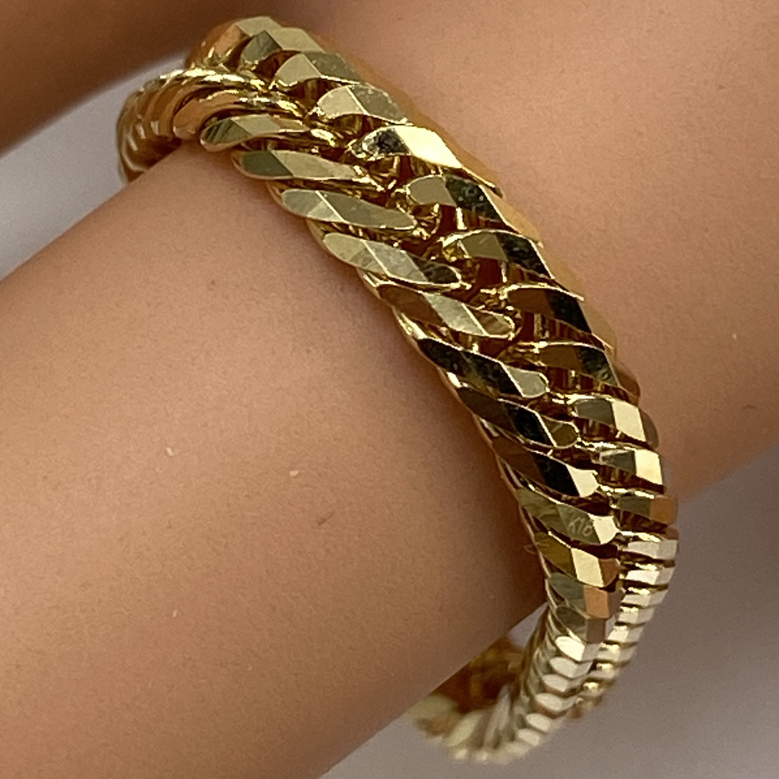 k18YG AU750 18金チェーンリング トリプル喜平12面　幅4.5ミリ　厚み2.0ミリ