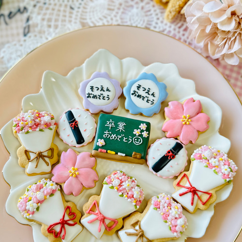 卒業・入学のプレゼントに♡黒板メッセージクッキー 卒業記念・卒業祝いのお菓子に黒板のアイシングクッキー 約6cm
