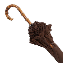 クラシコ 日傘 完全遮光 100% ブラウン フリル５０cm 晴雨兼用 ギフト可 6枚目の画像