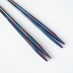 ワケありな逸品　漆の取り箸・菜箸「青×紫」Aタイプ 3枚目の画像