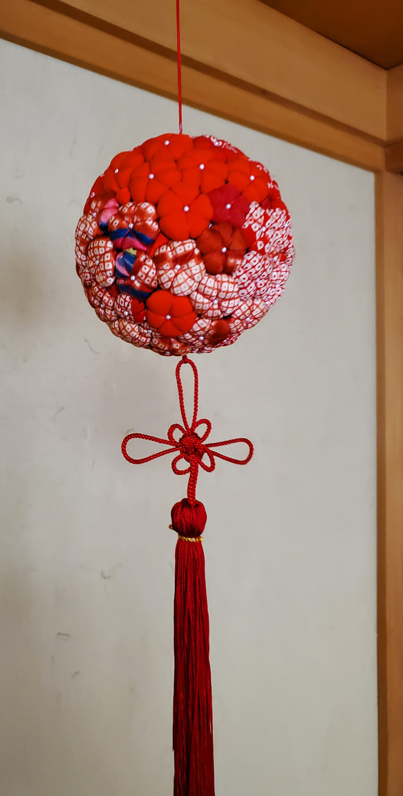 梅のくす玉の吊るし飾り　花毬　インテリア　花嫁のくす玉ブーケ　「Creema限定」　(1点限定) 6枚目の画像