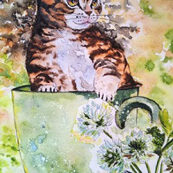 カフェ・オ・レ・猫さんとシロツメクサ。 2枚目の画像