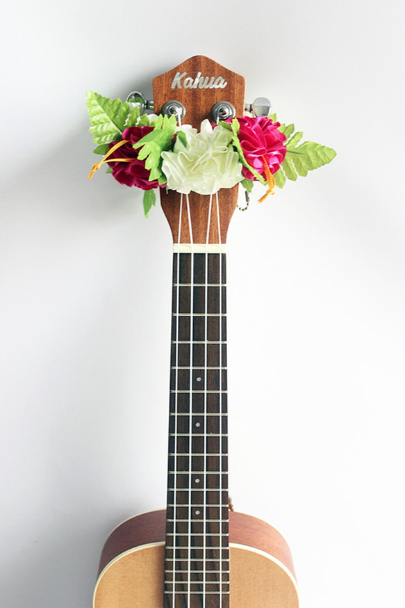 手作キット ウクレレリボンレイ ハワイアンクラフト 楽器アクセサリー ハイビスカス ギター アロハ 演奏会に 4枚目の画像