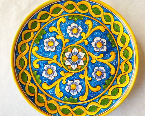 絵皿 26cm GEO037 マヨリカ焼き イタリア陶器 シチリア 大皿