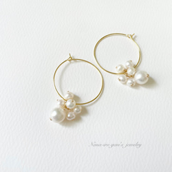 《2way》14kgf pearl hoop pierce 6枚目の画像