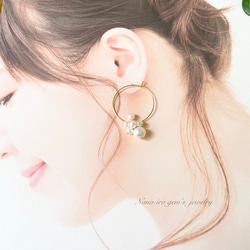 《2way》14kgf pearl hoop pierce 10枚目の画像