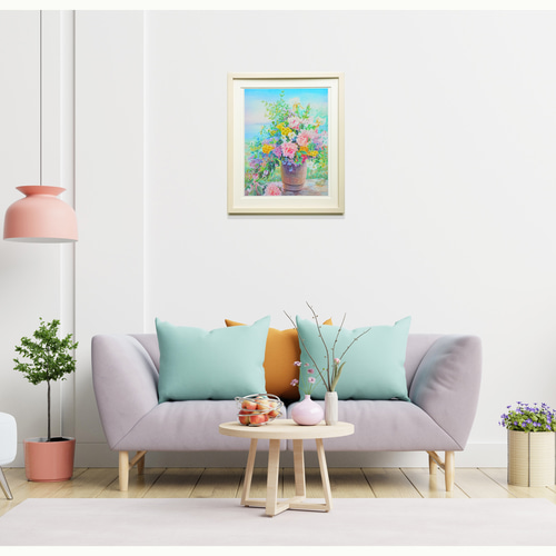 額45cmアメリカで版画化☆花の絵 絵画 花 フラワー フラワー