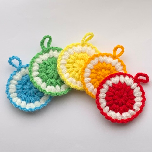 送料込み》かき氷色のカラフルエコたわし アクリルたわし 5枚セット