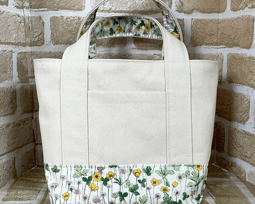 リバティプリントのマチ大きめ帆布トートバッグ 生成色系 y2 トート