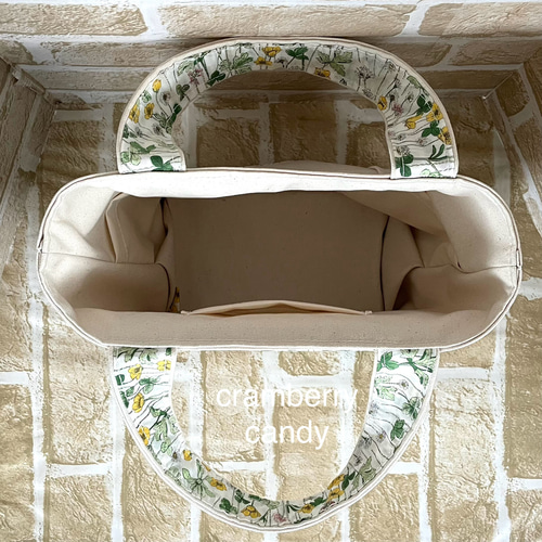 リバティプリントのマチ大きめ帆布トートバッグ 生成色系 y2 トート