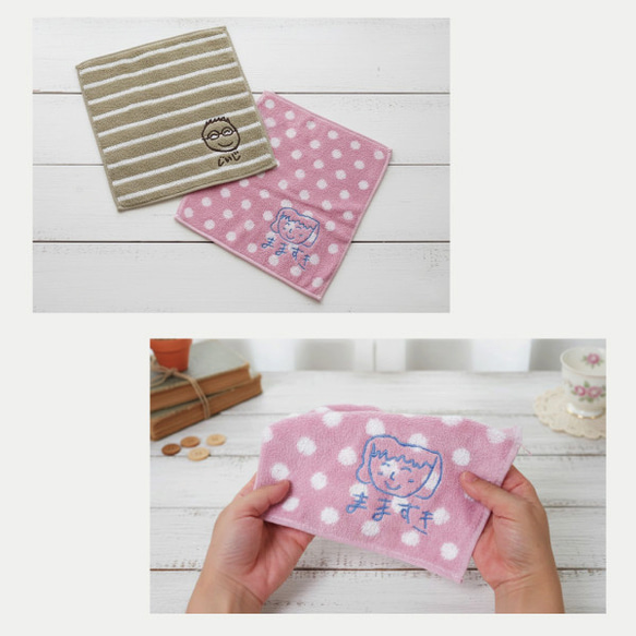 子供の絵 ハンカチ 刺繍 子どもの絵オリジナルグッズ プレゼント子どもの絵 ハンドタオルtowel04-set-rose 6枚目の画像