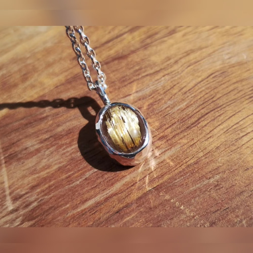 ヴィンテージ ルチルクォーツ ハンドメイド シルバー ネックレス