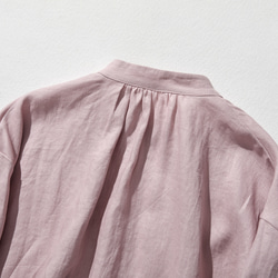 由 Belky 亞麻製成的天然紋理亞麻長袍，淡紫紅色 240311-3 第10張的照片