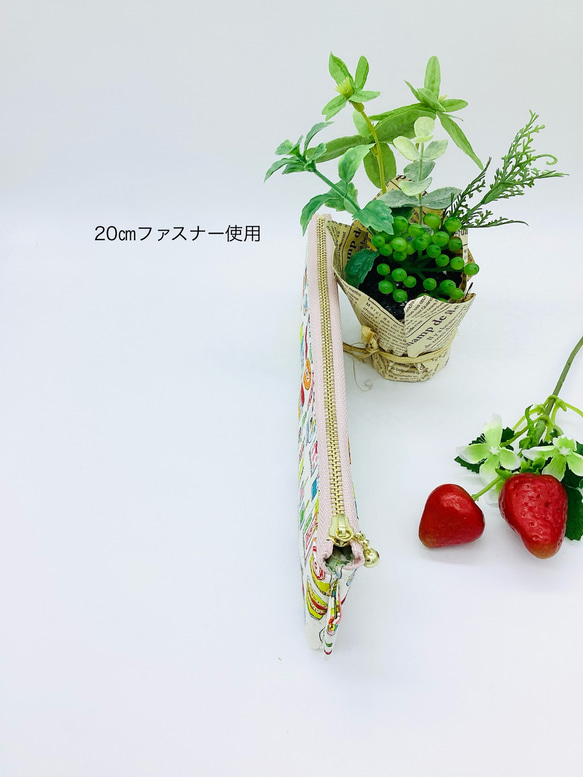 スリムペンケース☆レトロな駄菓子&ドット柄（キナリ）昭和 3枚目の画像