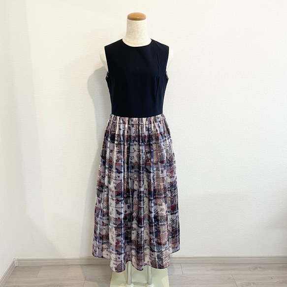 リバティ生地＊バイカラーノースリーブワンピース（チャイルドフッド  