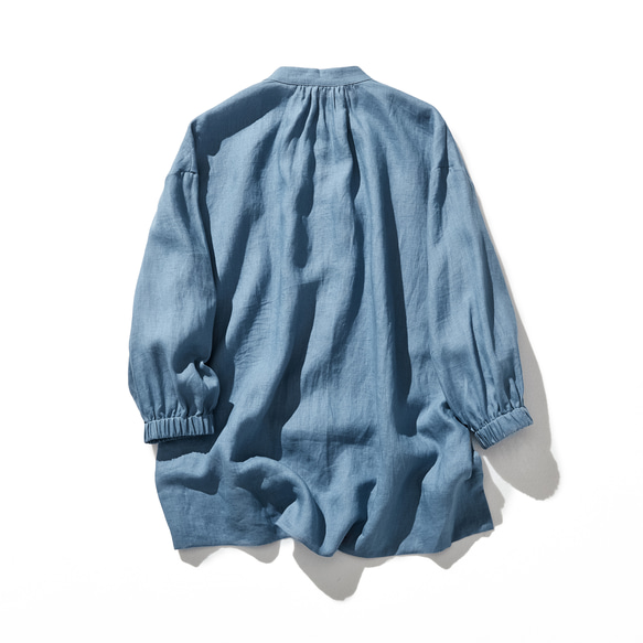 Belky 亞麻製成的天然質感亞麻長袍，藍色 240311-5 第9張的照片