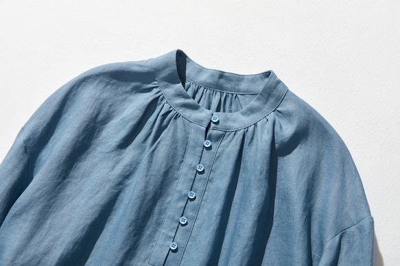 Belky 亞麻製成的天然質感亞麻長袍，藍色 240311-5 第2張的照片