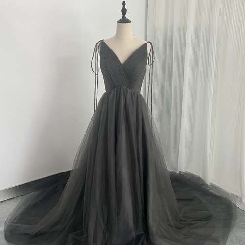 送料無料！パーティードレス キャミソール Vネック ソフトチュール  