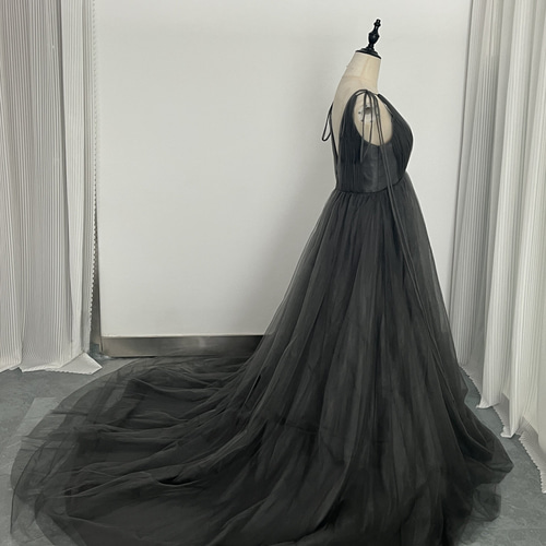 送料無料！パーティードレス キャミソール Vネック ソフトチュール  