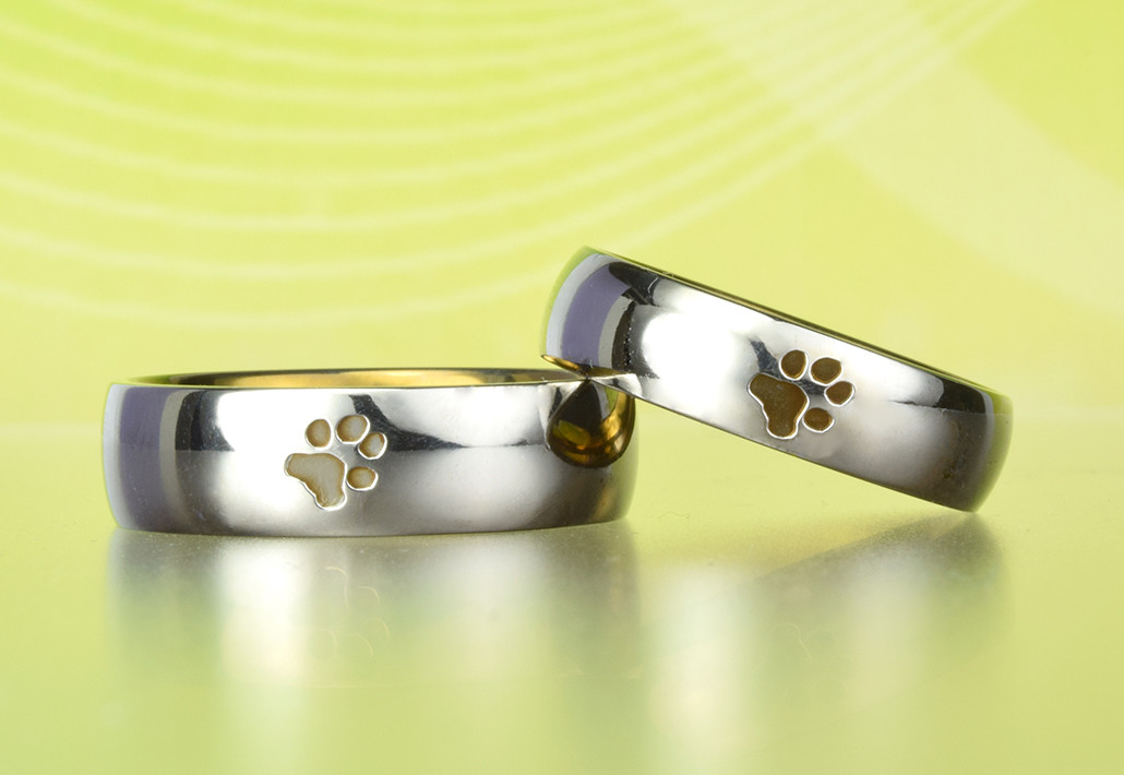 愛猫＆愛犬の肉球結婚指輪　チタン 【MG-012】