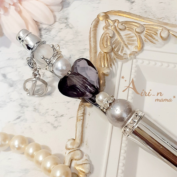 変えれるチャーム】 きらきらカスタムボールペン ペンクリップつき  