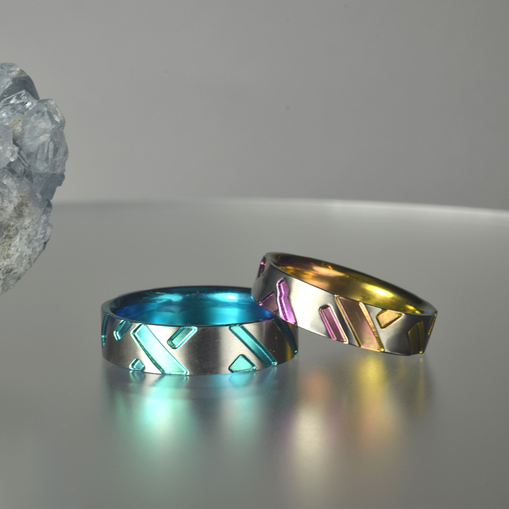 格子紋～nagare【流れ】～カラーあり/和紋様の魅力を伝える結婚指輪　チタン　MG-009C