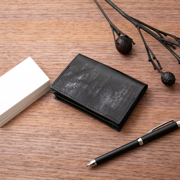 《大容量70枚》ブライドルレザーの通しマチ名刺入れ【配色カスタム無料】 ブライドルレザー 通しマチ 　また パーツA