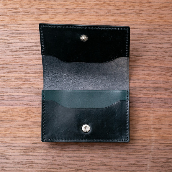 《大容量70枚》ブライドルレザーの通しマチ名刺入れ【配色カスタム無料】 ブライドルレザー 通しマチ 　また パーツA