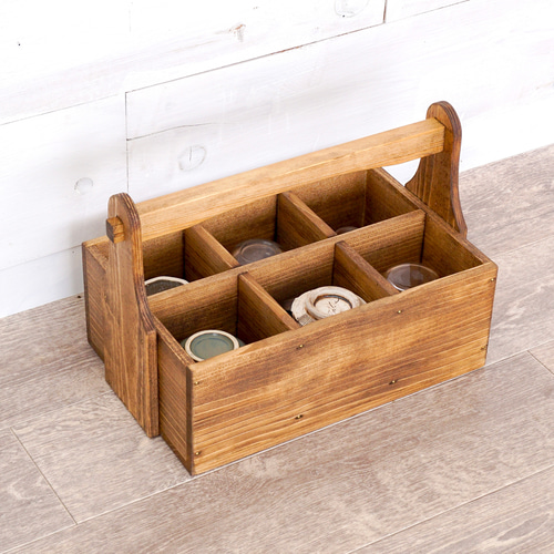 炭斗箱？持ち手付き木箱 蓋付き リメイク インテリア 古道具 おかもち