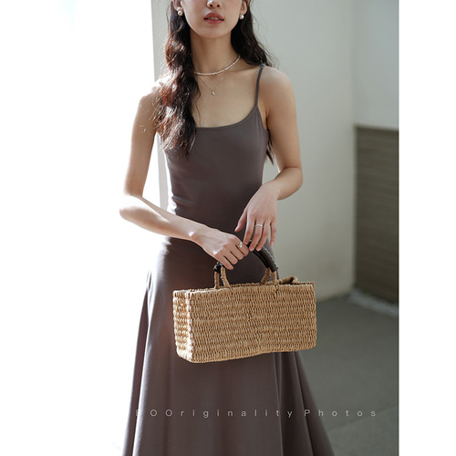 ニットキャミソールワンピース インナーワンピース グレー S-L S231