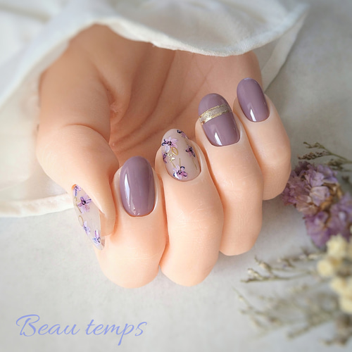 ♡涼しげドライフラワー♡ ネイルチップ ハンドメイド - メルカリ