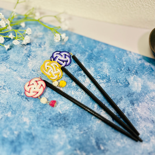 梅結びの水引かんざし◇水引アクセサリー◇和◇伝統工芸◇花柄◇桜 