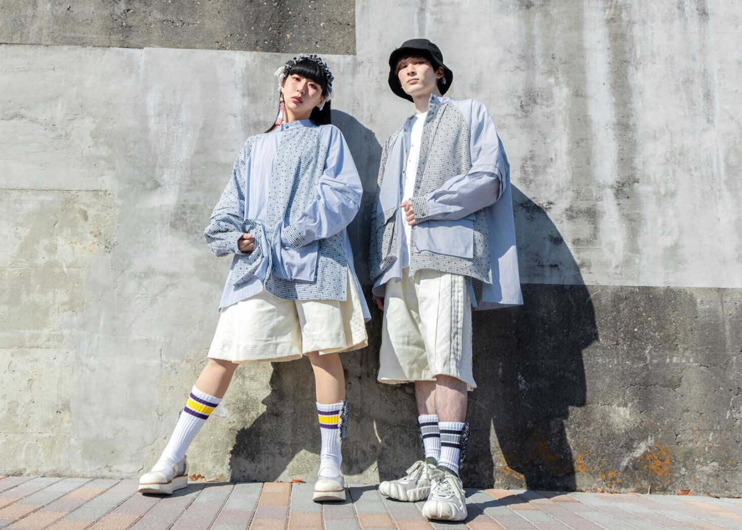 ロングスリーブバイカラースモックシャツ