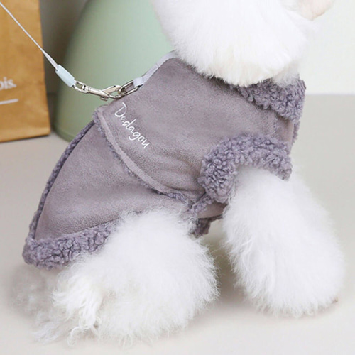 犬服 小型犬服 犬用 モコモコ リードフック付きコート 襟付き 犬服 小型犬服 犬用 モコモコ リードフック付きコート 襟付き