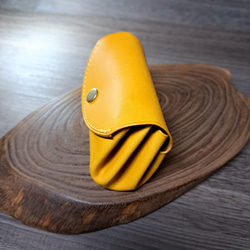 お札が折らずに入るミニ財布 アコーディオンウォレット イタリアンレザー イエロー 山吹色 ◇コンパクト財布 ポーチ 本革 7枚目の画像