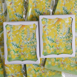 ハンカチ・スカーフ / 幸運を運ぶ黄色い鳥とミモザ / ギフトにも 12枚目の画像