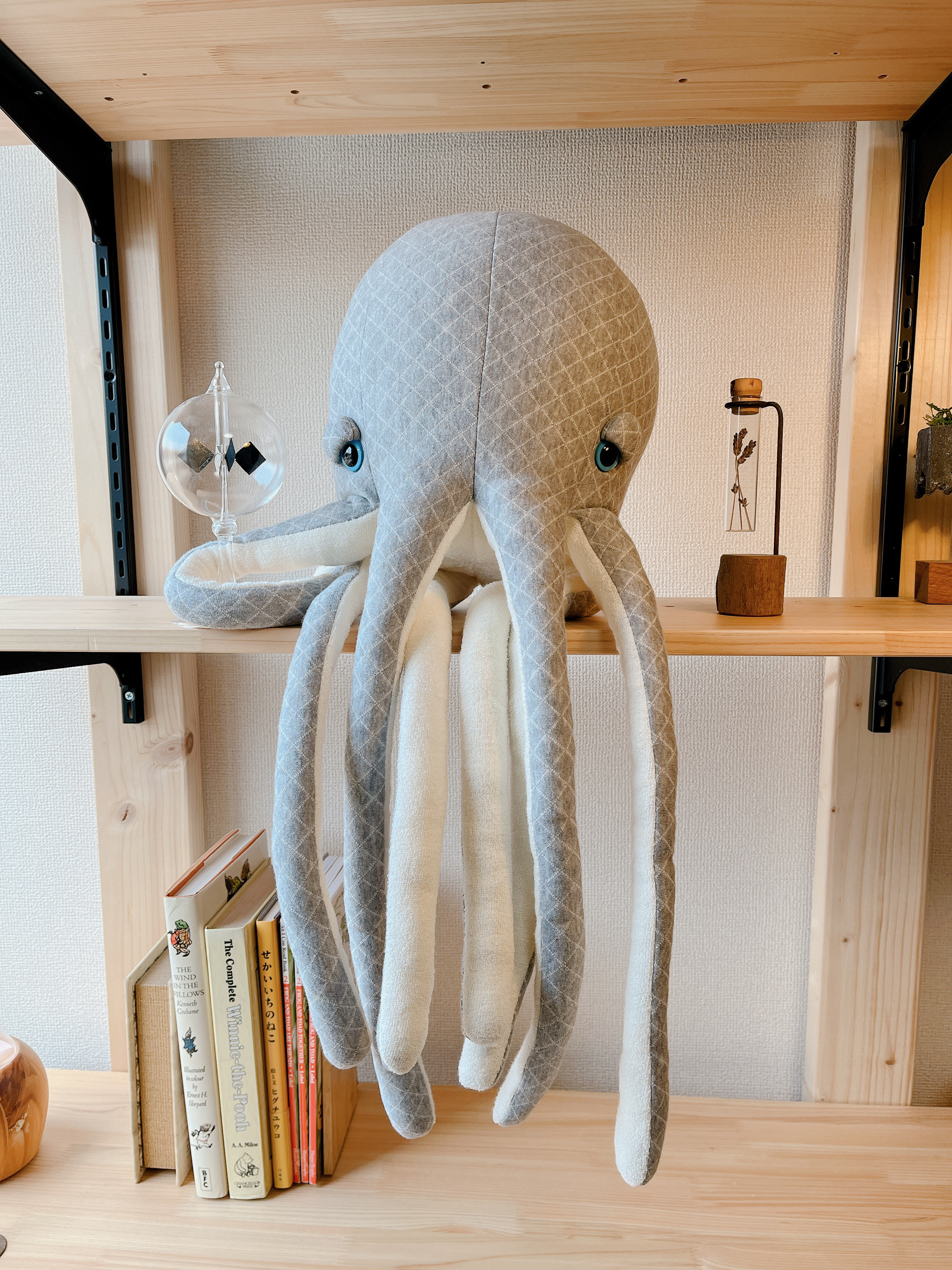 おねむのタコくんJr.【キルトグレー×ホワイト】