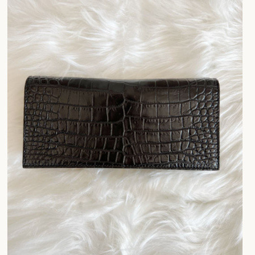 新品！クロコダイル腹革長財布 ワニ革財布 黒 実物写真 13枚カード  